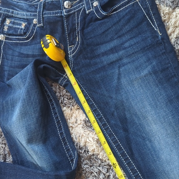 Miss Me Dark Wash Signature Boot Cut Embellished Sequin Denim Jean Size 27" - Picture 7 of 7